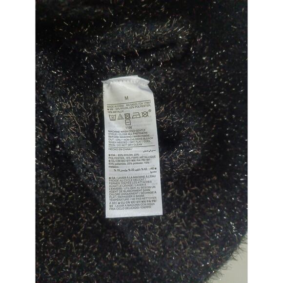 NWT Pointelle-Knit Button Cozy Soft Cardigan Sweater Medium Black Jack Shimmer - Picture 7 of 7